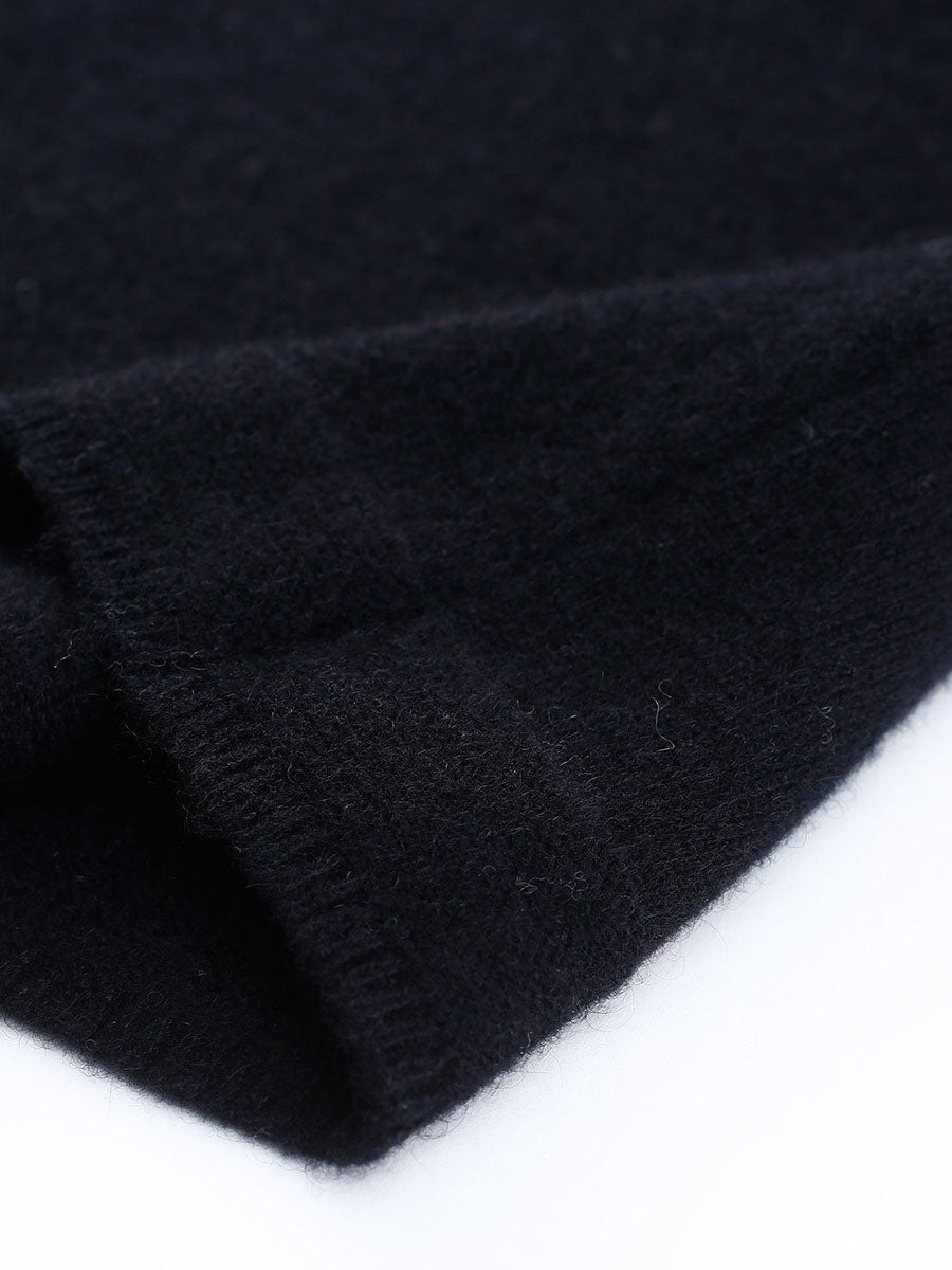 COMOBOCA 100% Cashmere Women's Knit Sweater with Colorful Cuffs