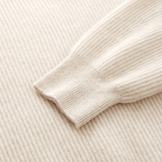 COMOBOCA 100% Cashmere Women's Ribbed Sailor Collar Knit Sweater