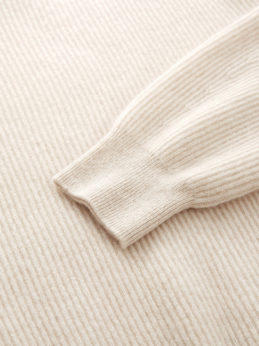 COMOBOCA 100% Cashmere Women's Ribbed Sailor Collar Knit Sweater