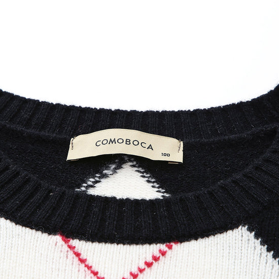 COMOBOCA 100% Wool Women's Argyle Pattern Knit Sweater