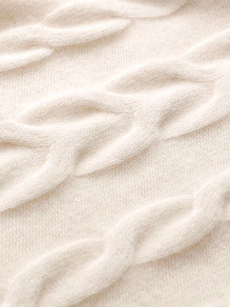 COMOBOCA 100% Cashmere Women's Turtleneck Cable Knit Sweater