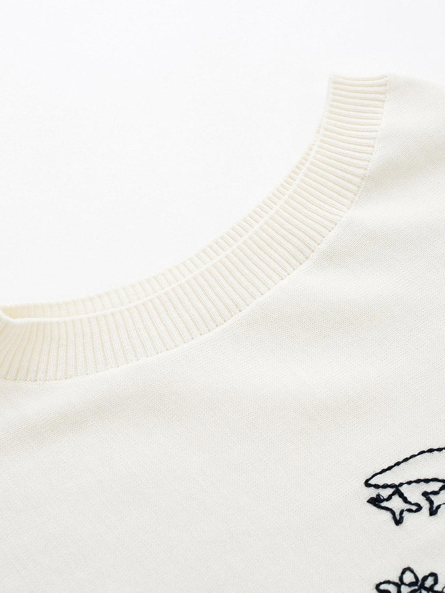 COMOBOCA Women's Embroidered Collared Knit T-Shirt