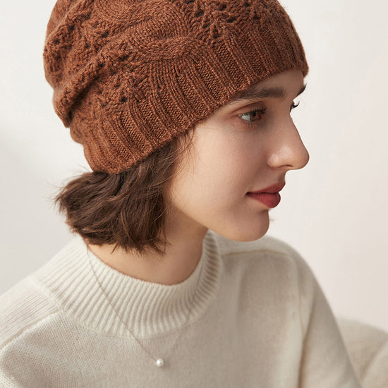 COMOBOCA 100% Cashmere Classic Cable Knit Beanie