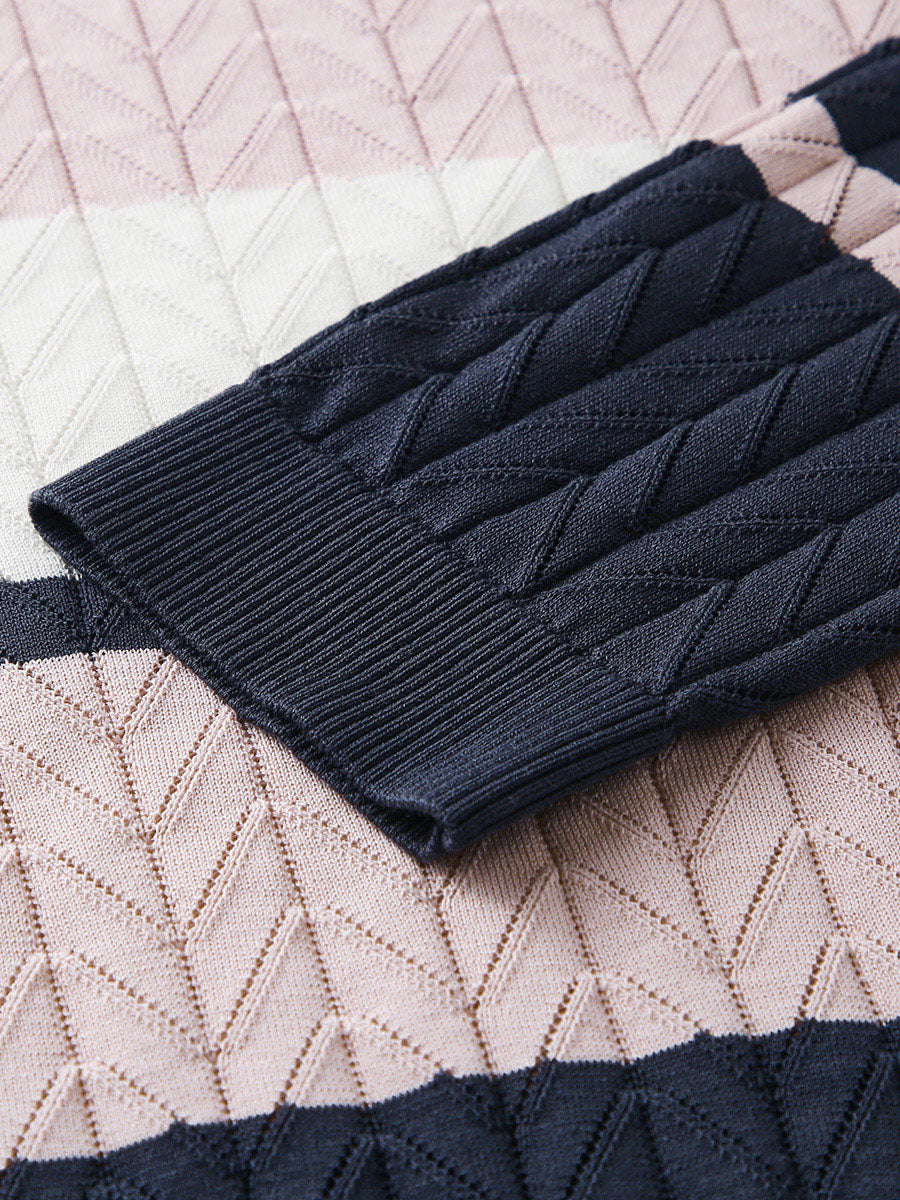 COMOBOCA Women's Striped Color Block Sweater