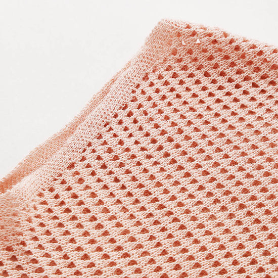 COMOBOCA Women's Openwork Mesh Knit Button Front Top