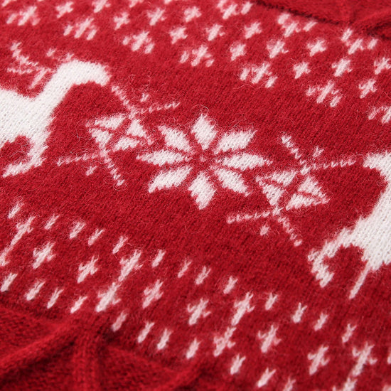 COMOBOCA 100% Cashmere Women's Cozy Reindeer Fair Isle Knit Sweater