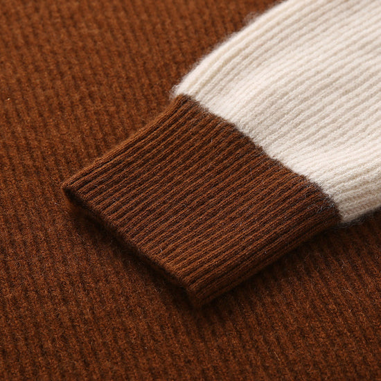 COMOBOCA 100% Cashmere Women's Color Block Turtleneck Sweater