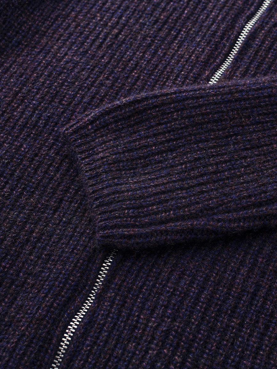 COMOBOCA 100% Cashmere Women's Ribbed Collared Zip Up Cardigan