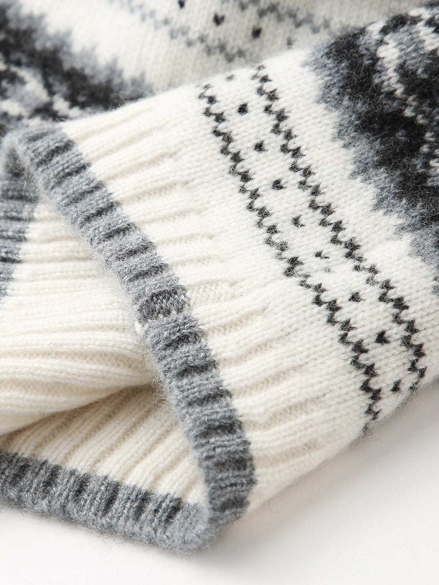 COMOBOCA 100% Cashmere Women's Nordic Knit Beanie