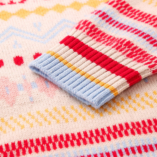 COMOBOCA 100% Wool Kids' Colorful Nordic Pattern Knit Sweater