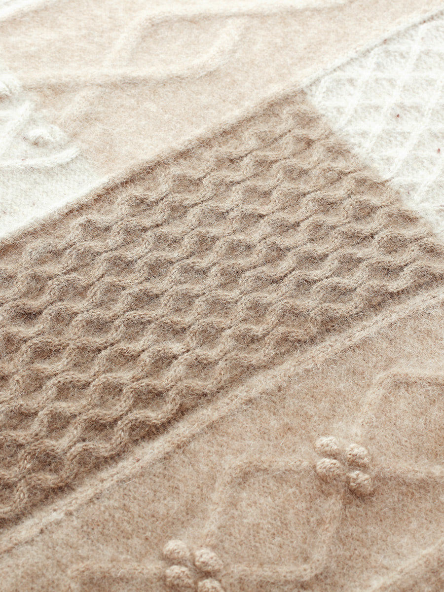 COMOBOCA 100% Cashmere Women's Patchwork Cable Knit Sweater