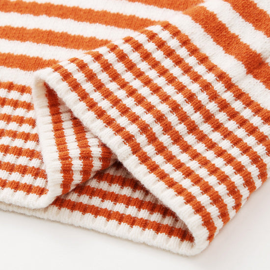 COMOBOCA 100% Wool Women's Striped Knit Pullover Sweater