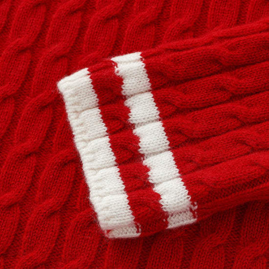 COMOBOCA 100% Wool Kids' Cable Knit Round Neck Sweater