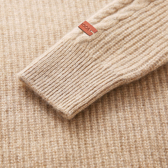 COMOBOCA 100% Cashmere Women's Cable Sailor Collar Sweater