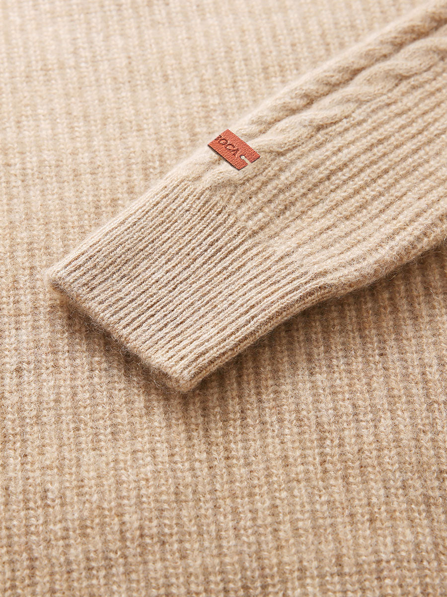 COMOBOCA 100% Cashmere Women's Cable Sailor Collar Sweater