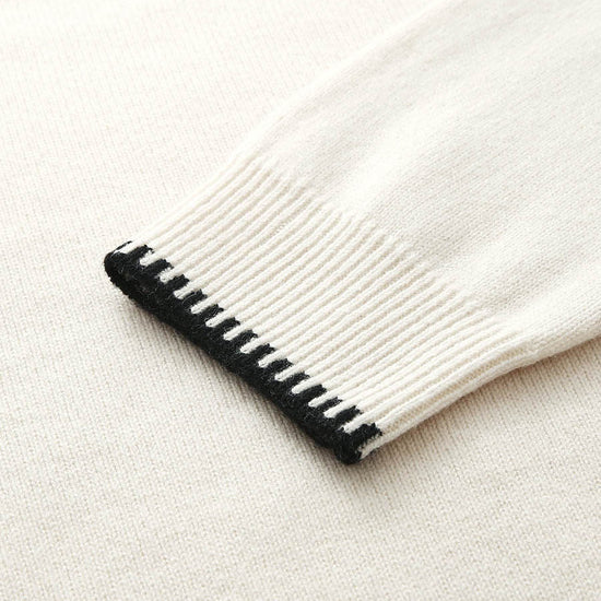 COMOBOCA 100% Wool Women's Contrast Trim Knit Sweater