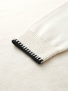 COMOBOCA 100% Wool Women's Contrast Trim Knit Sweater