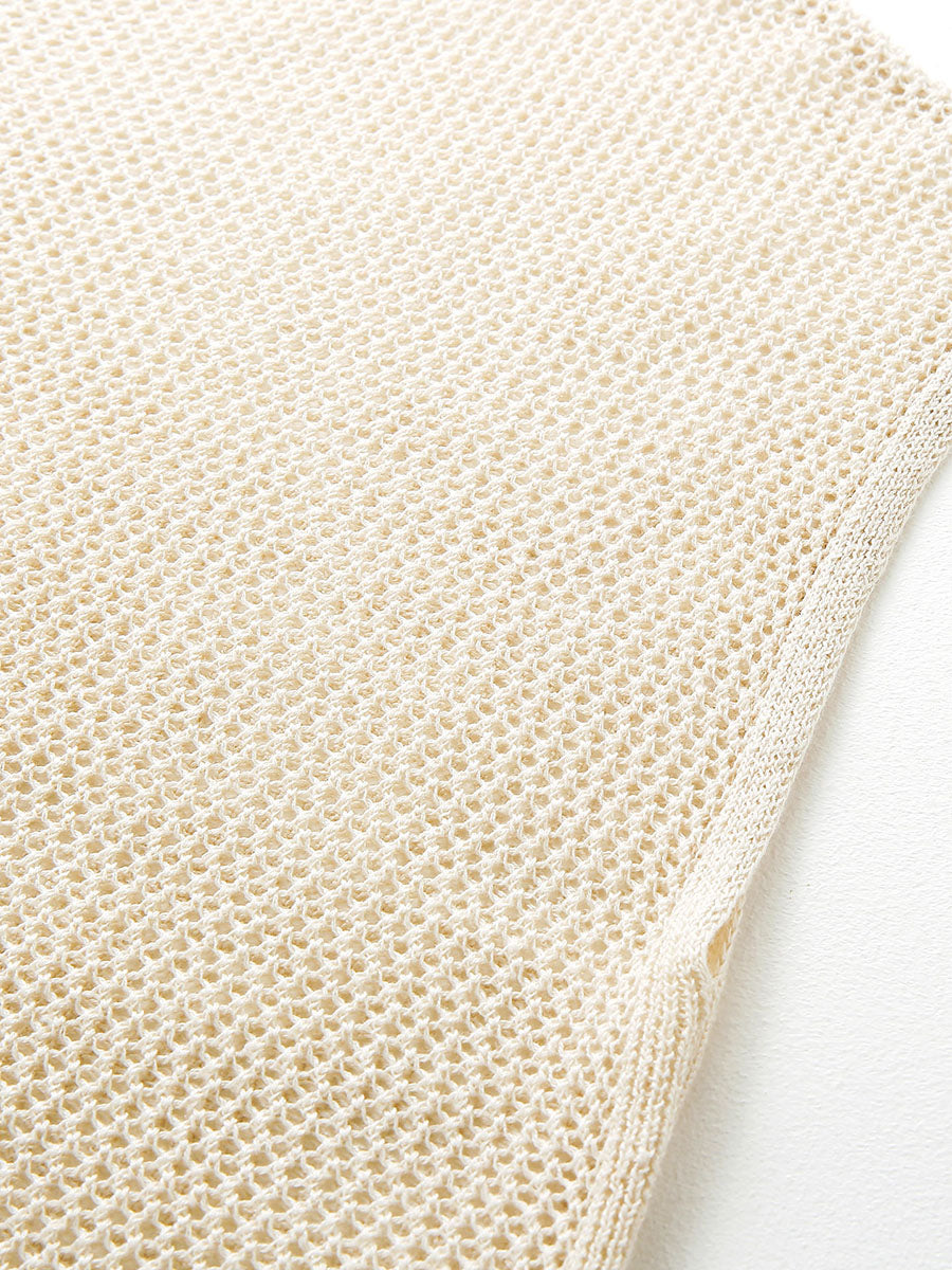 COMOBOCA Women's Sheer Mesh Knit Cap Sleeve Top with Side Slit