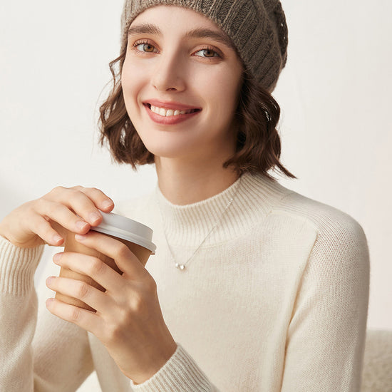 COMOBOCA 100% Cashmere Classic Cable Knit Beanie