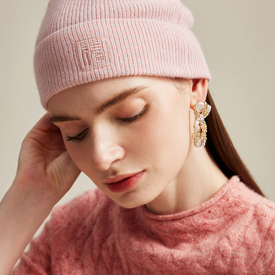 COMOBOCA 100% Cashmere Women's Ribbed Knit Beanie