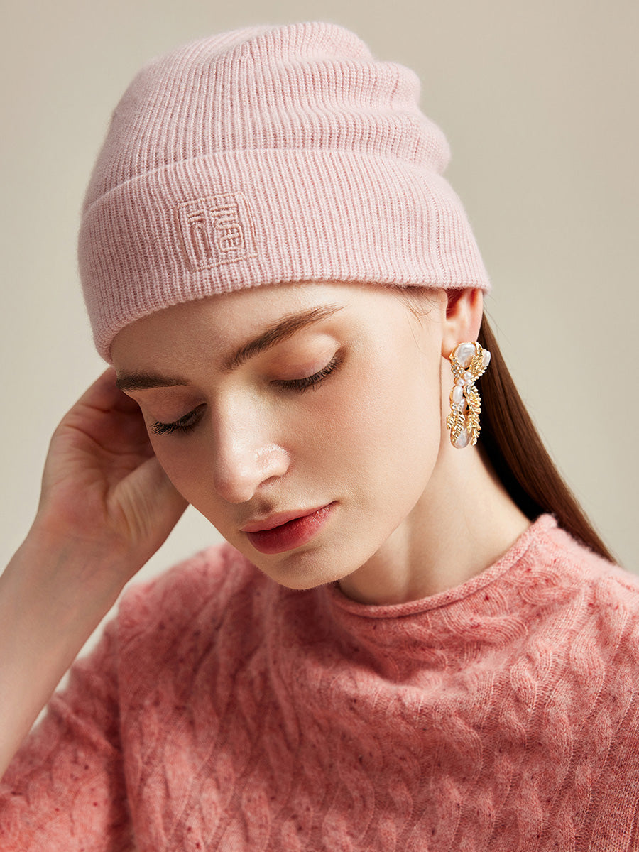 COMOBOCA 100% Cashmere Women's Ribbed Knit Beanie