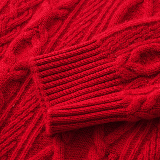 COMOBOCA 100% Cashmere Women's Cable Round Neck Knit Sweater