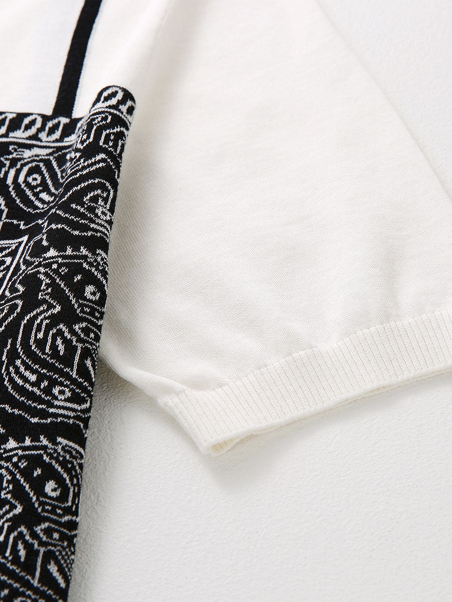 COMOBOCA Women's 2-in-1 Bandana Print Knit Top