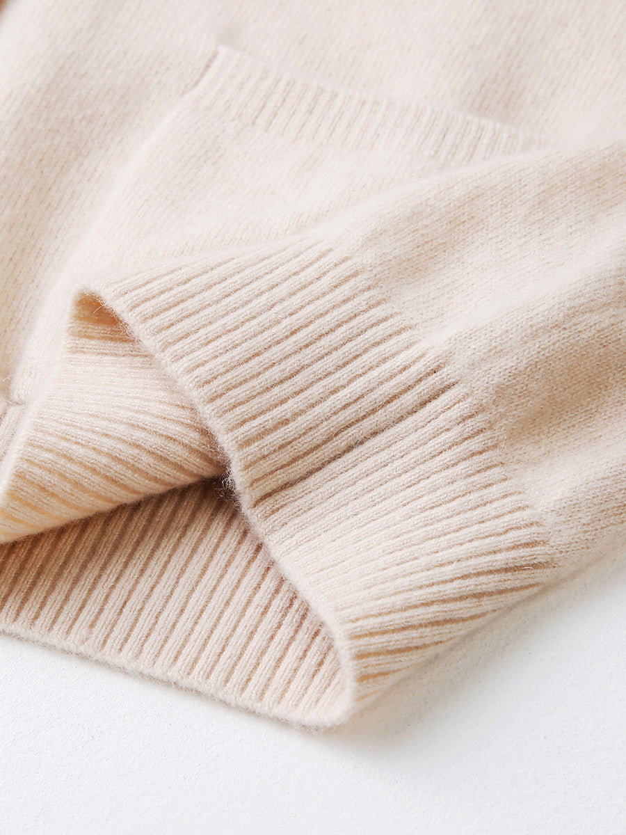 COMOBOCA 100% Cashmere Women's Puff Sleeve Knit Cardigan