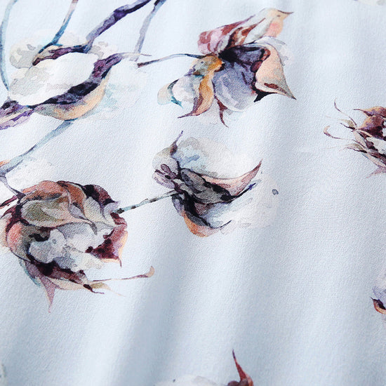 COMOBOCA Women's Cotton Silk Floral Ribbed Print Knit T-Shirt