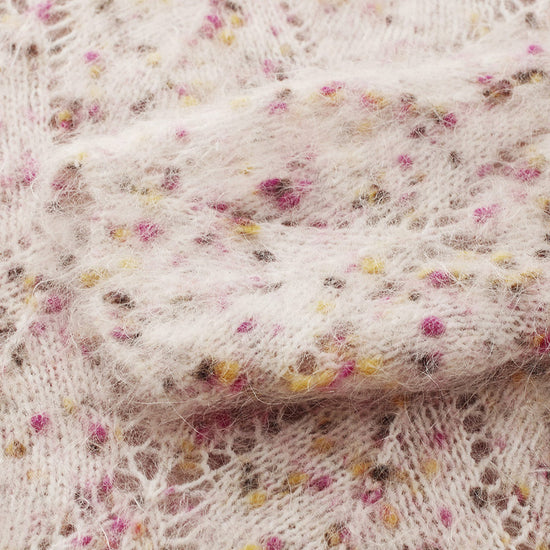 COMOBOCA Women's Speckled Lace Knit Round Neck Sweater