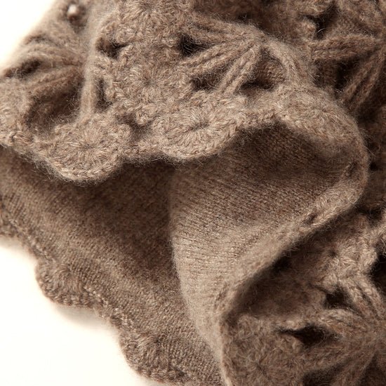 COMOBOCA 100% Cashmere Women's Floral Crochet Knit Beanie