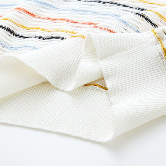 COMOBOCA Women's Colorful Striped Knit Sweater