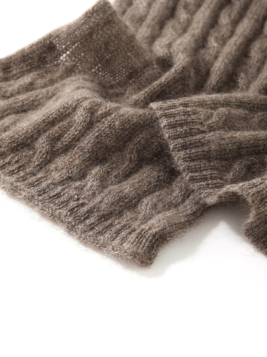 COMOBOCA 100% Cashmere Classic Cable Knit Scarf