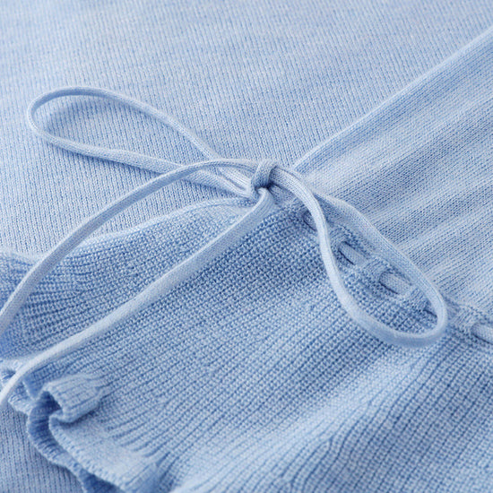 COMOBOCA Women's Heart Button Cropped Ruffle Bell Cardigan