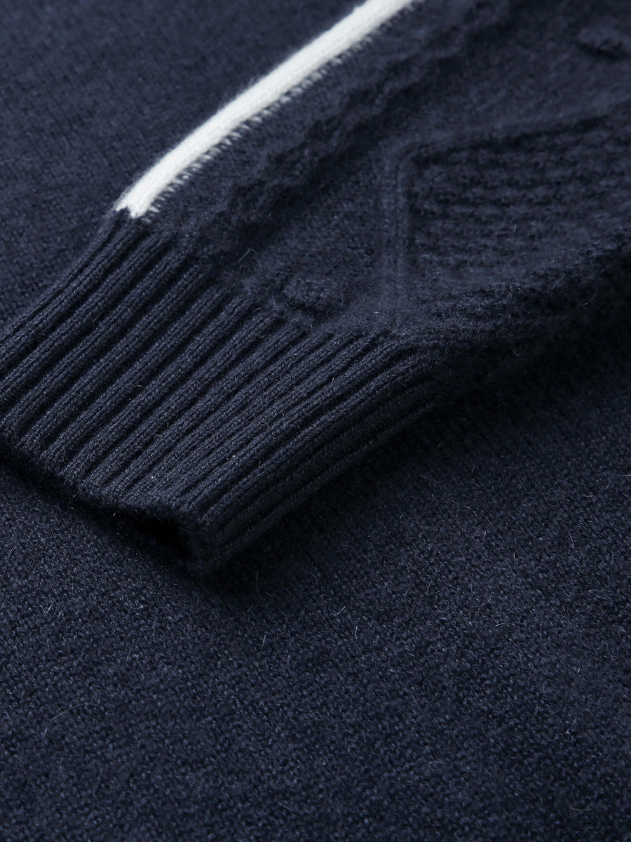 COMOBOCA 100% Cashmere Women's Crew Neck Intarsia Knit Sweater