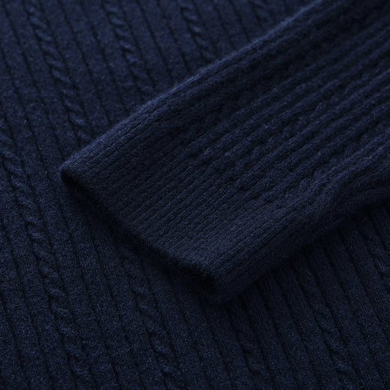 COMOBOCA 100% Cashmere Women's V-Neck Cable Knit Sweater