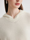 COMOBOCA 100% Cashmere Women's Ribbed Knit Hoodie