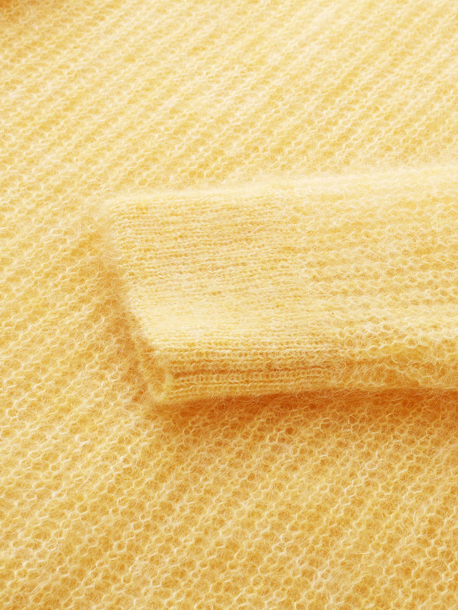 COMOBOCA Women's Mohair Sheer Knit Round Neck Sweater