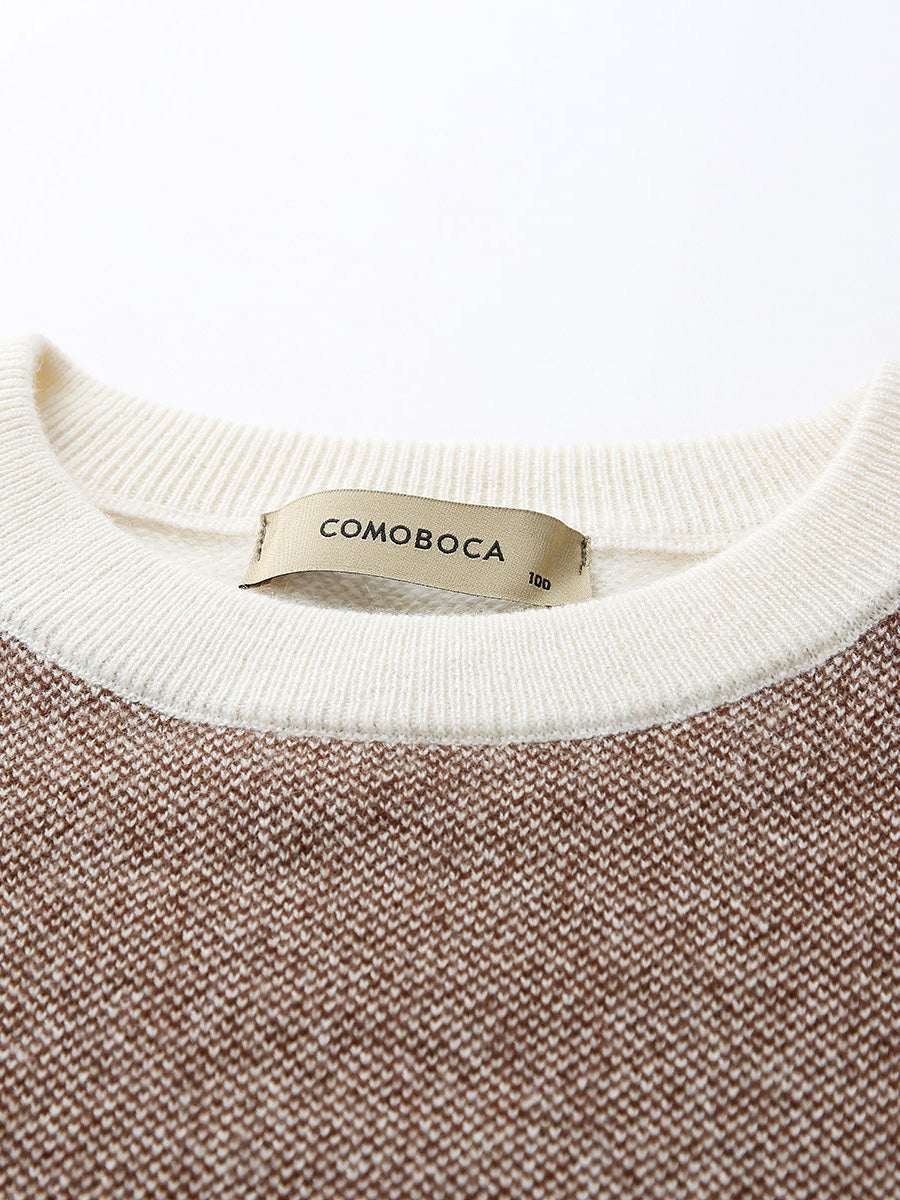 COMOBOCA 100% Cashmere Women's Color Block Plaid Sweater