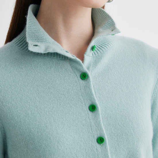 COMOBOCA 100% Cashmere Women's Turtleneck Button Front Knit Cardigan