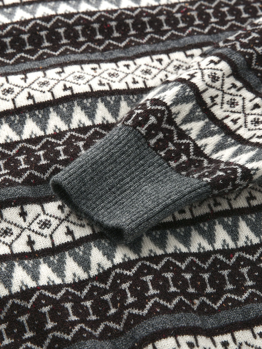 COMOBOCA 100% Cashmere Women's Fair Isle Knit Cardigan