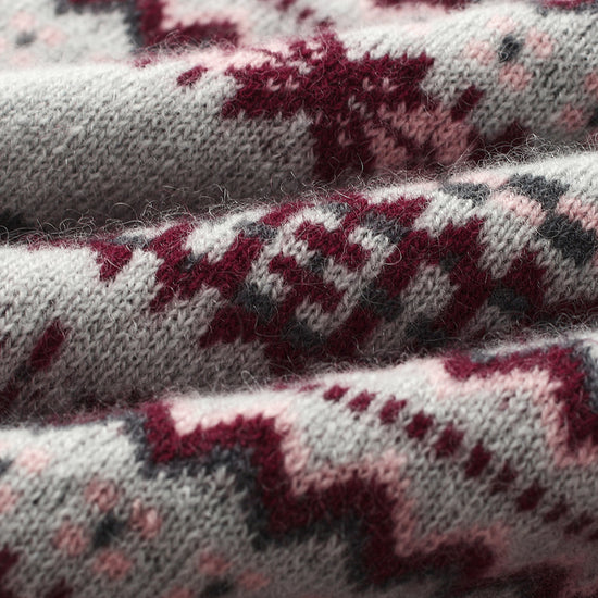 COMOBOCA 100% Cashmere Women's Fair Isle Round Neck Knit Sweater