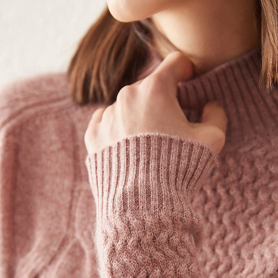 COMOBOCA 100% Cashmere Women's Mock Neck Knit Sweater