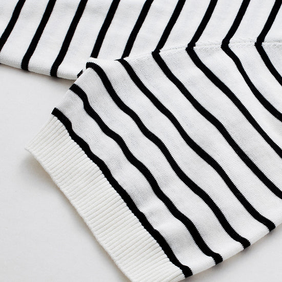 COMOBOCA Women's Striped Short Sleeve Knit Cardigan