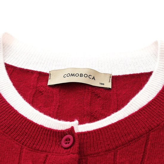 COMOBOCA 100% Wool Ribbed Cable Extra Size Knit Cardigan