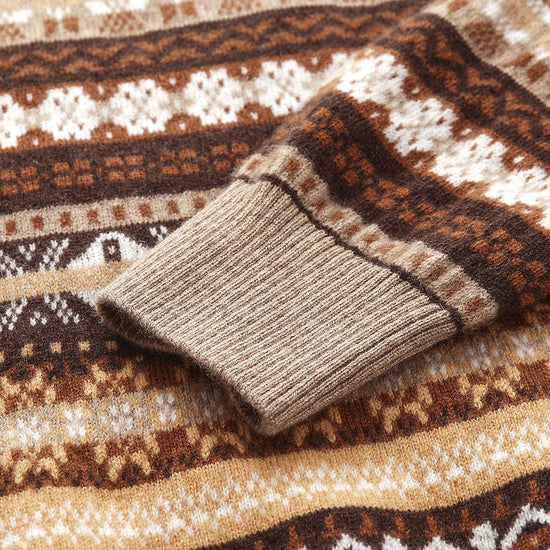 COMOBOCA 100% Cashmere Women's Fair Isle Half Zip Sweater