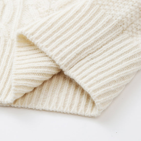 COMOBOCA 100% Wool Women's Cable Knit Button Cardigan