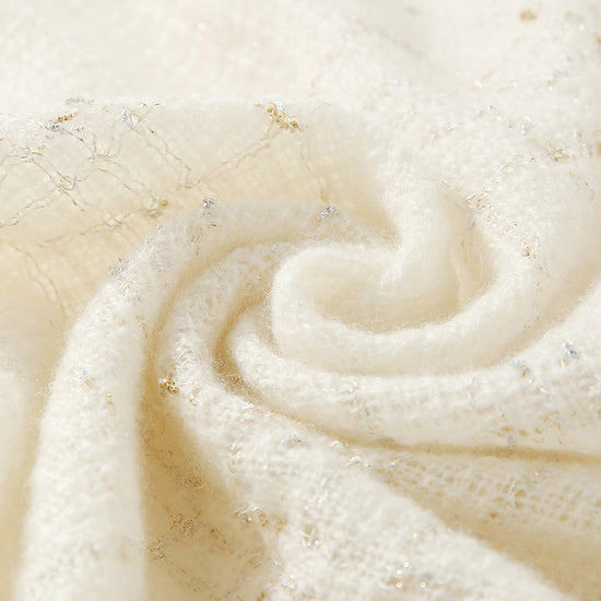 COMOBOCA 100% Cashmere Scarf with Fringes and Metallic Shimmer