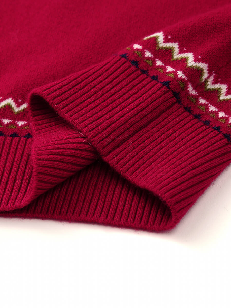 COMOBOCA 100% Wool Women's Fair Isle Sweater