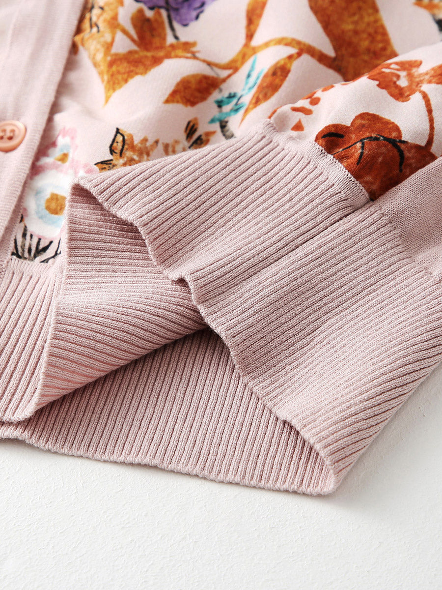 COMOBOCA Women's Floral Patterned Button-Down Cardigan